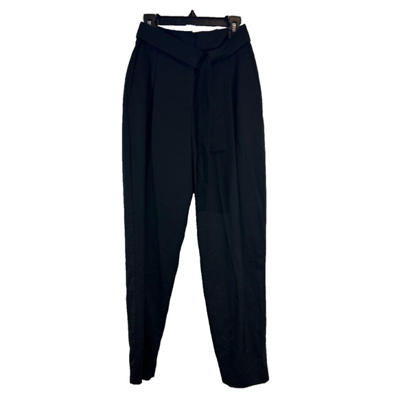 Maje Pio Cropped Tapered Belted Pants In Black Size 34 (US 4) Career Casual D33 - Picture 2 of 8